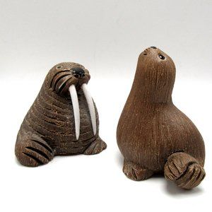 Artesania Rinconada ceramic walrus #21 & seal #25 hand crafted sculptures